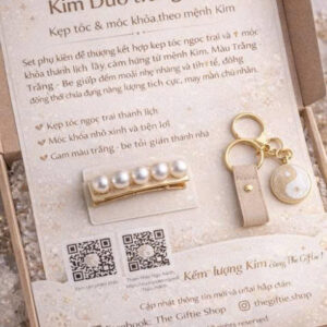 kim duo trắng be – kẹp tóc & móc khóa theo mệnh tinh tế